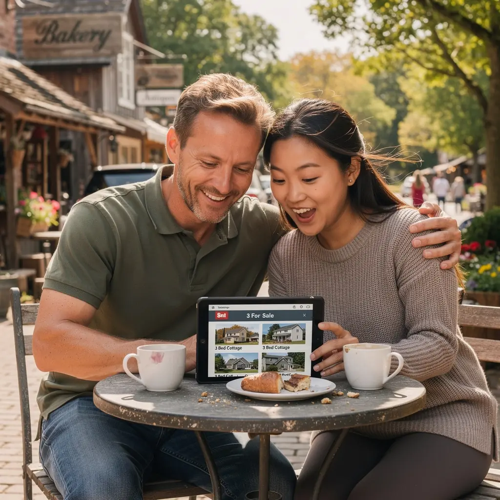 Zielona ulica w spokojnej okolicy, idealna do wynajmu lub zakupu domu.